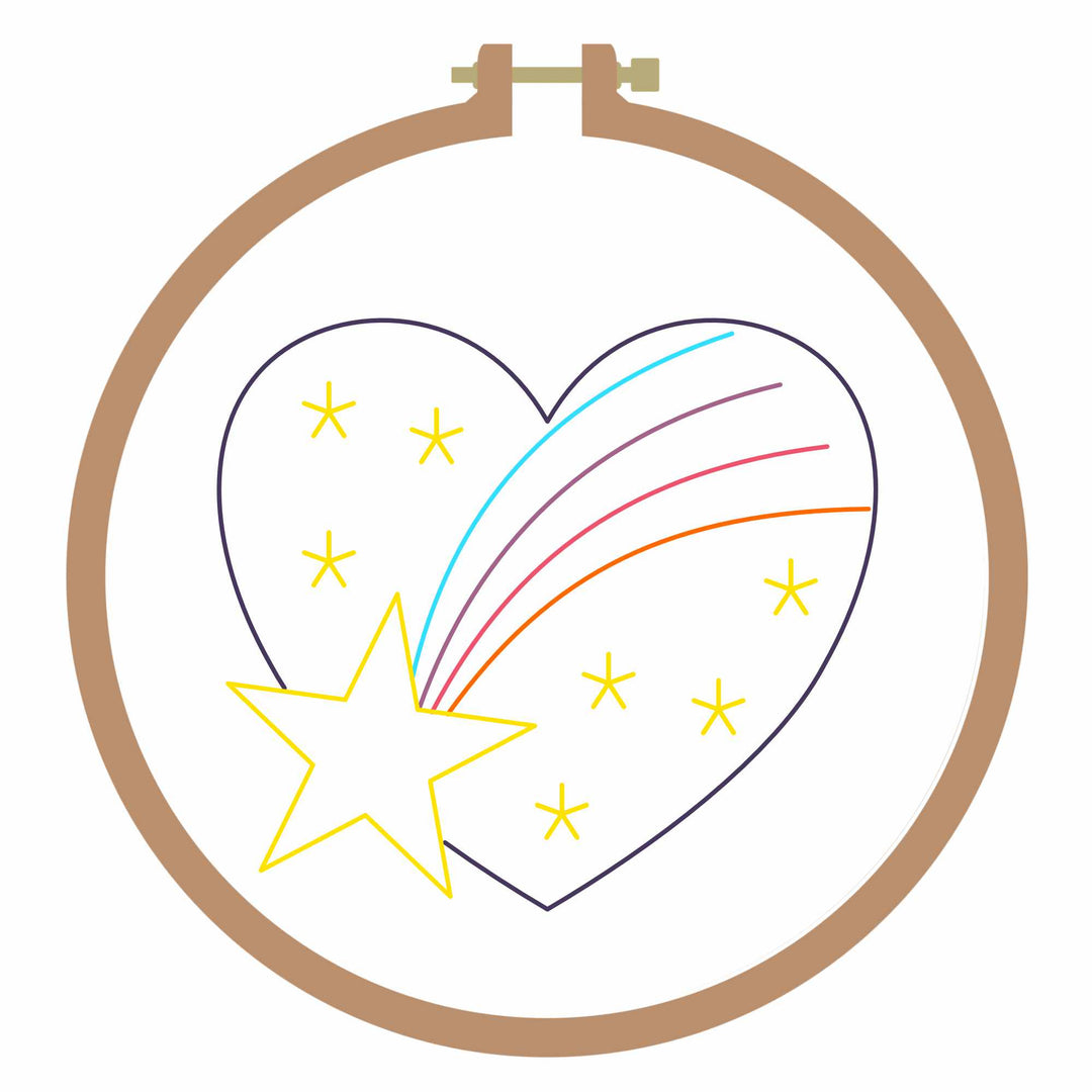 Shooting Star Heart Hand Embroidery Project - Free