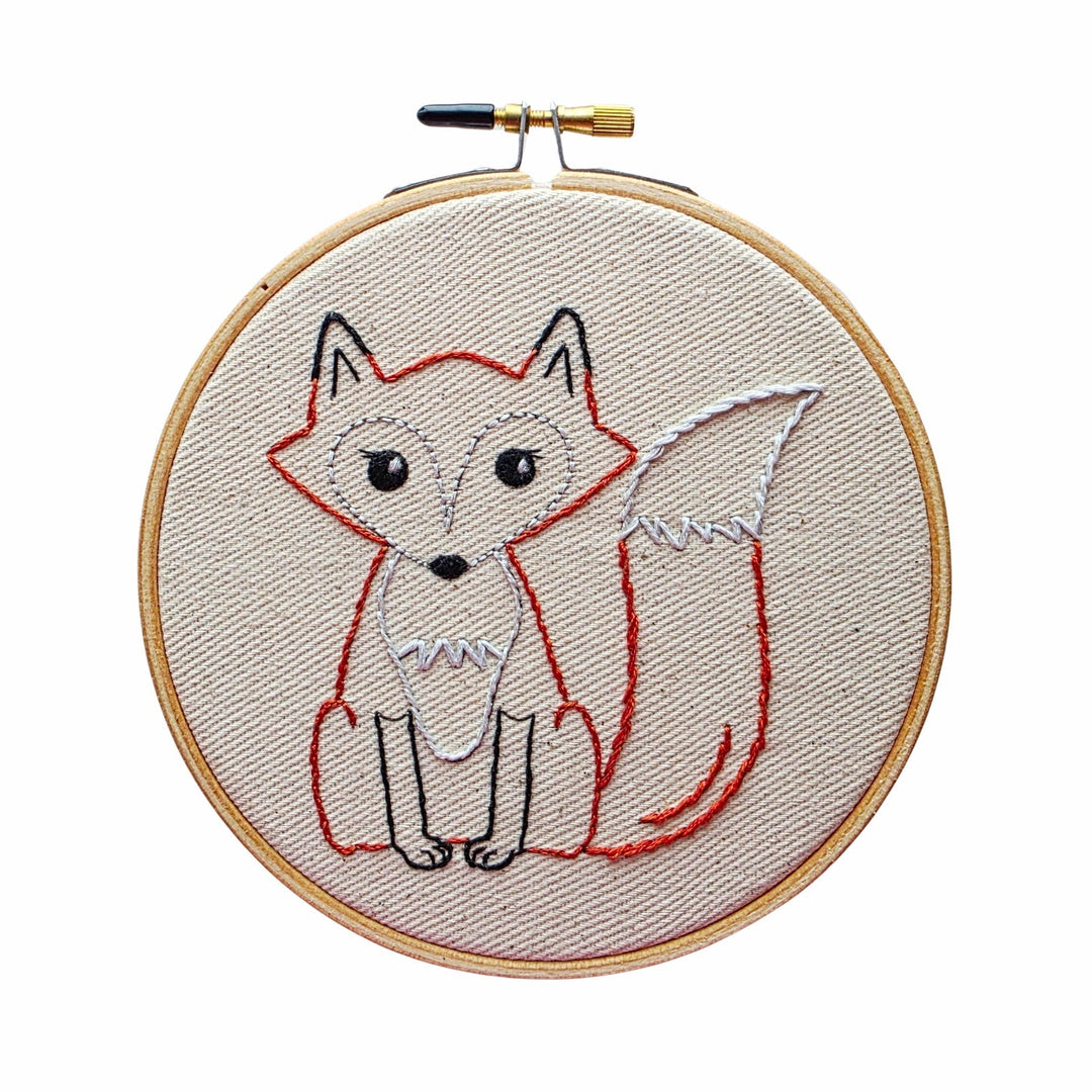 Sitting Fox Hand Embroidery Project - Free