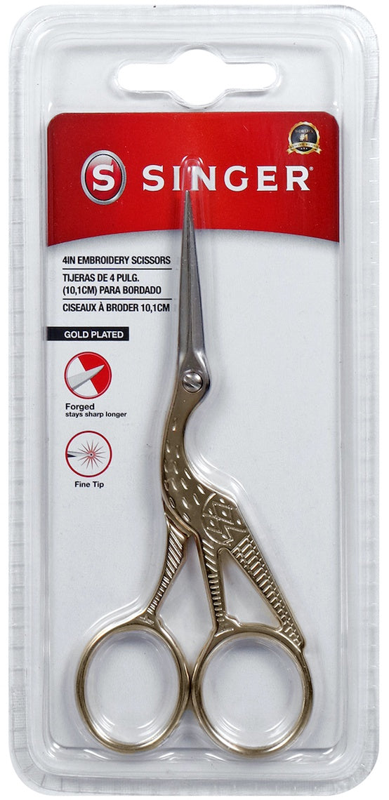 Singer Gold Stork Embroidery Scissors - 4.5 Inch