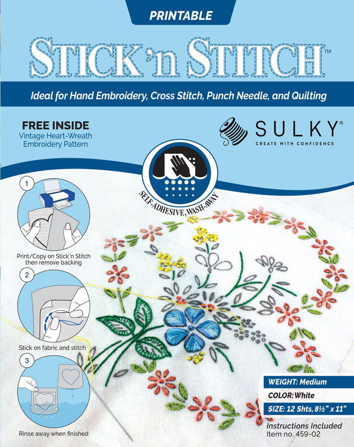 Sulky Stick and Stitch - Sulky Sticky Fabri-Solvy Stabilizer 12/Pack