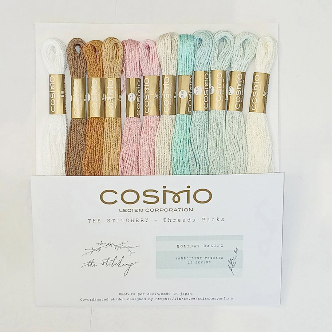 Cosimo embroidery thread set with pastel colors on a white background