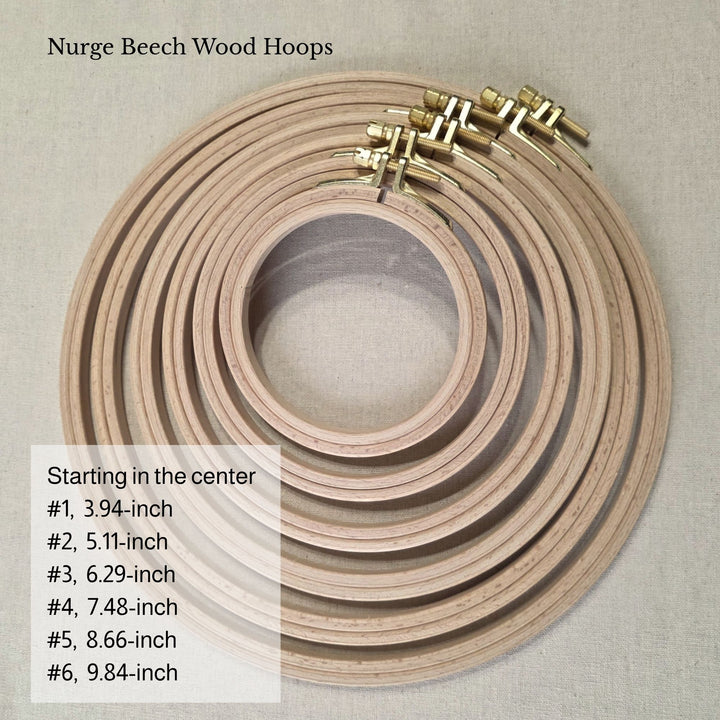 Nurge Beech Wood Embroidery Hoops Size options 4 - 10-Inch