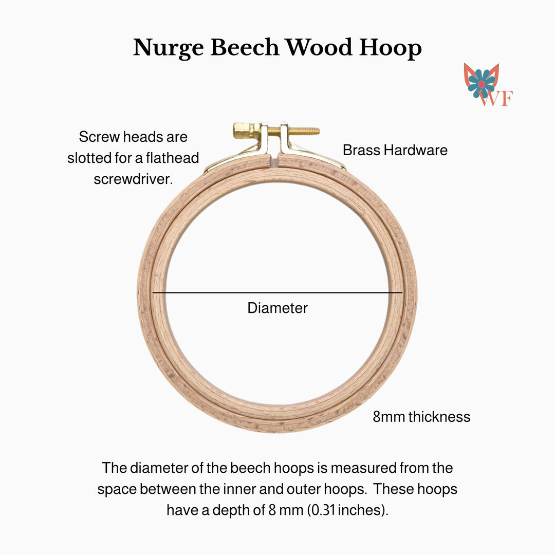 Nurge Beech Wood Embroidery Hoops Size options 4 - 10-Inch