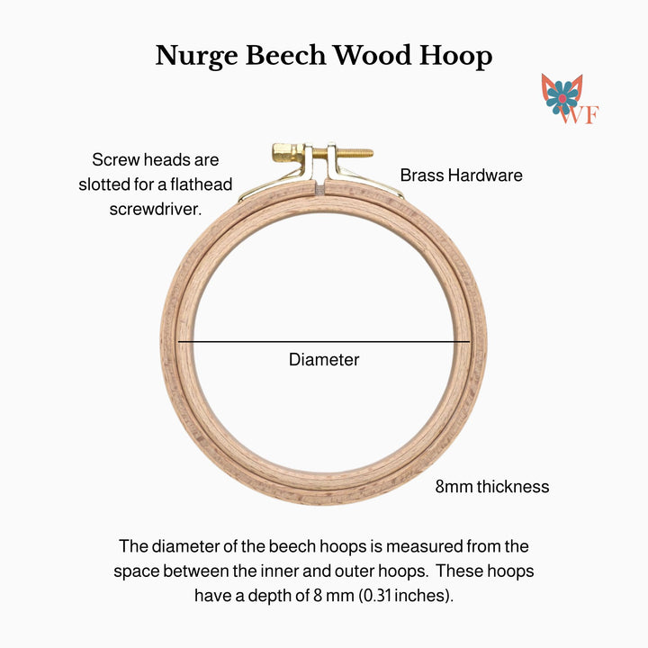 Nurge Beech Wood Embroidery Hoops Size options 4 - 10-Inch