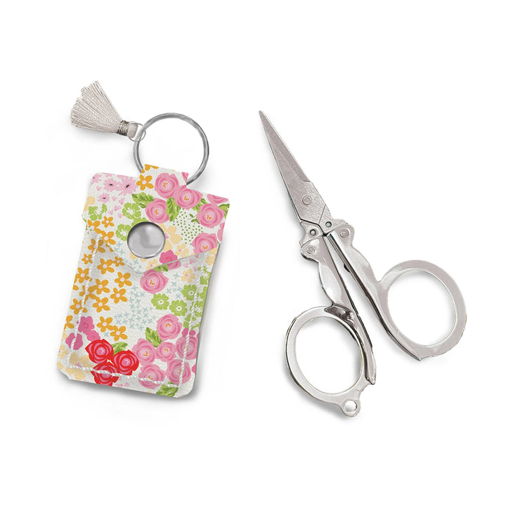 Leather Scissor Pouch Picnic Florals