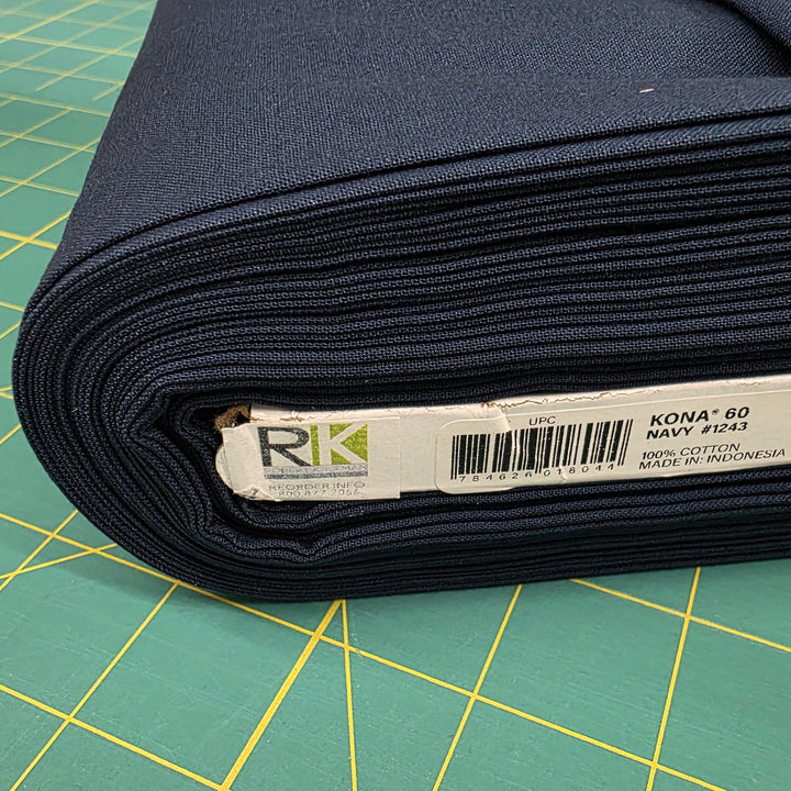 Navy Kona Cotton - 1/2 yard cut (18x44-Inches)