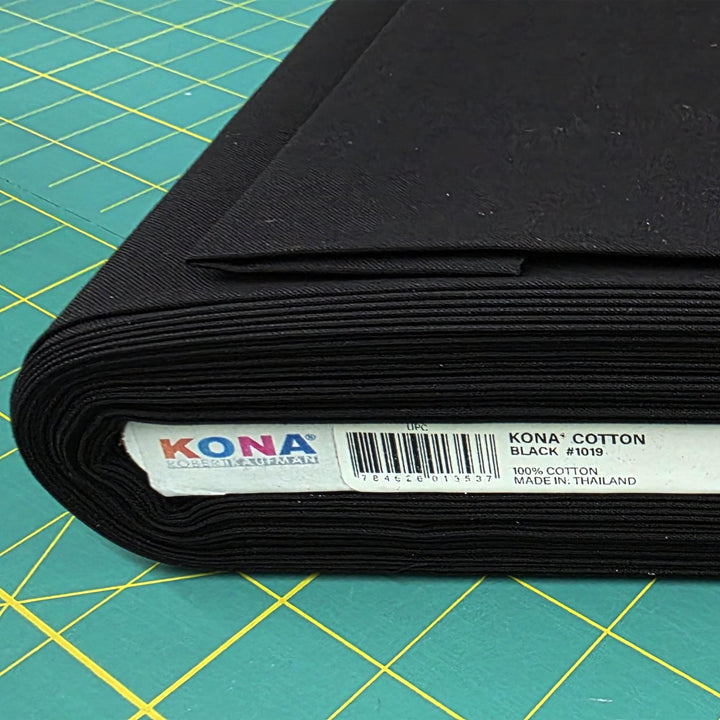 Black Kona Cotton - 1/2 yard cut (18x44-Inches)