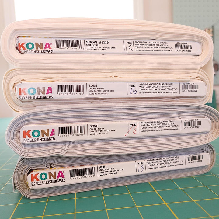White Kona Cotton - 1/2 yard cut (18x44-Inches)
