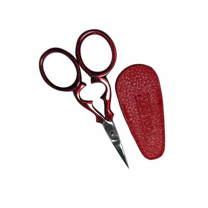 Red Victorian Embroidery Scissors with Leather Sheath