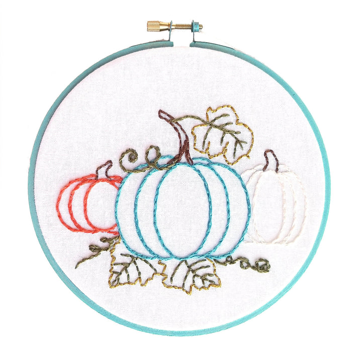 Pumpkin Trio Hand Embroidery Pattern Linework  - PDF Digital Download