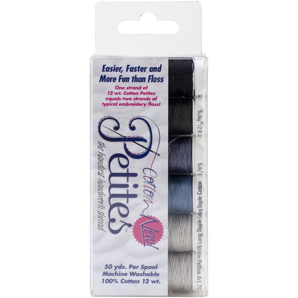 Black Gray Assortment Sulky Sampler 12wt Cotton Petites 6 pack